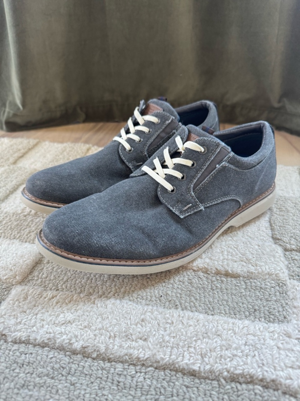 Nunn Bush Otto Canvas Oxford Shoes Men’s 12M Blue Denim Plain Toe Lace Up Casual